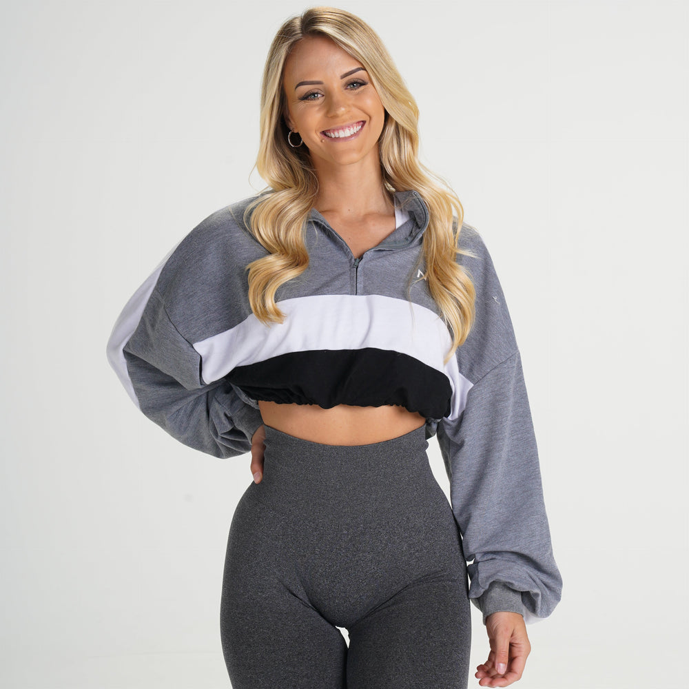 Grey Oversized Cropped Pullover Grey | NVGTN For Sale