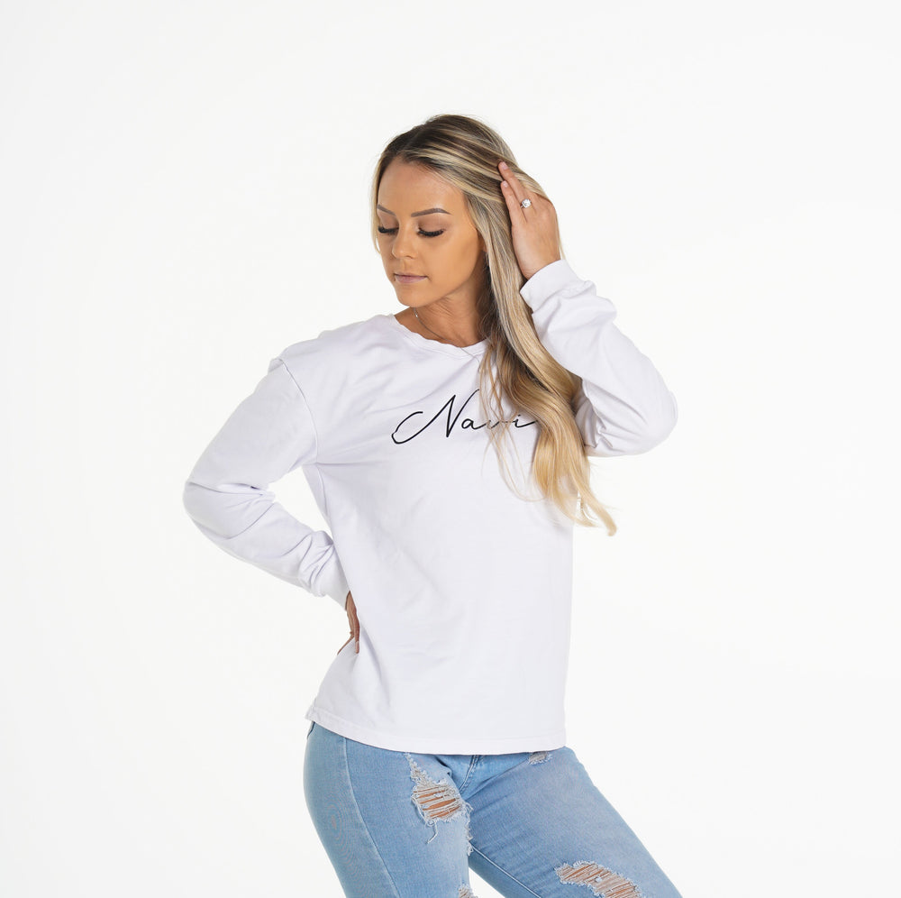 White Navi Crew Neck White | NVGTN Discount