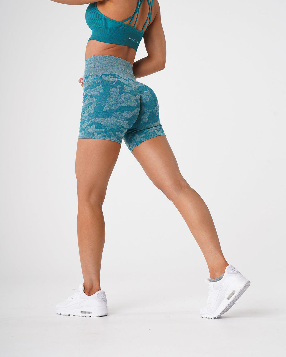 Teal Camo Seamless Shorts Teal | NVGTN Online