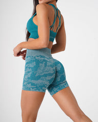 Teal Camo Seamless Shorts Teal | NVGTN Online