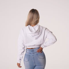 White Cozy Vibes Drop Shoulder Cropped Hoodie White | NVGTN Near Me
