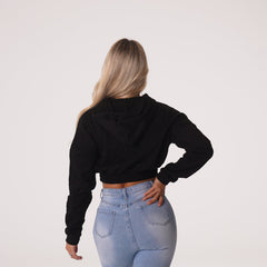 Black Cozy Vibes Drop Shoulder Cropped Hoodie Black | NVGTN For Sale