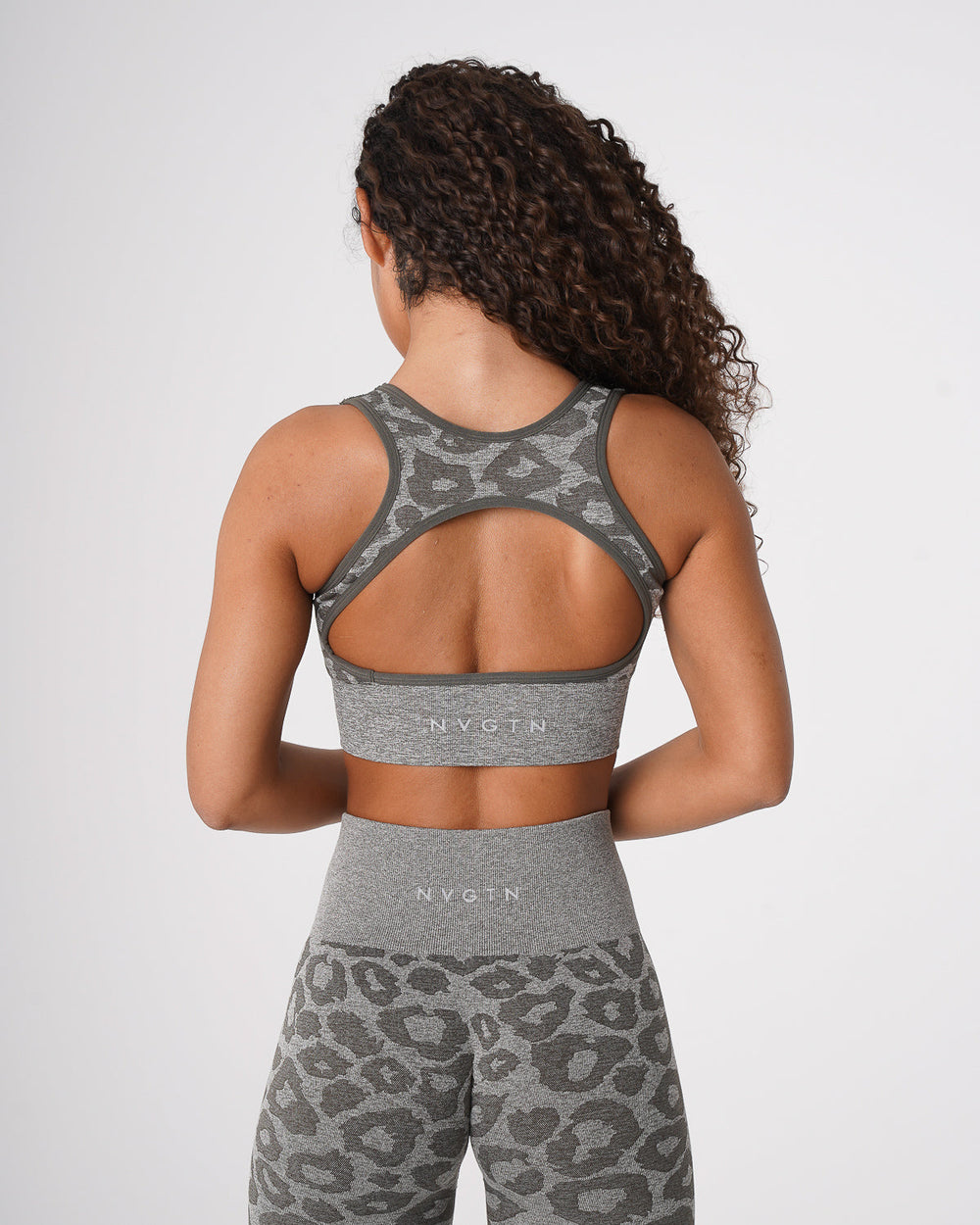 Khaki Green Leopard Eclipse Seamless Bra Khaki Green | NVGTN US