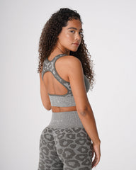 Khaki Green Leopard Eclipse Seamless Bra Khaki Green | NVGTN US