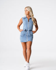 Light Wash Sweet Surprise Denim Mini Dress Light Wash | NVGTN For Sale
