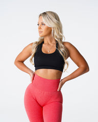 Black Limitless Ribbed Seamless Halter Bra Black | NVGTN Online