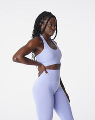Periwinkle Limitless Ribbed Seamless Halter Bra Periwinkle | NVGTN Online