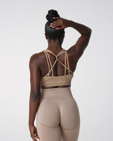 Beige Galaxy Ribbed Seamless Bra Beige | NVGTN For Sale