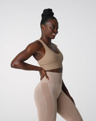 Beige Galaxy Ribbed Seamless Bra Beige | NVGTN For Sale