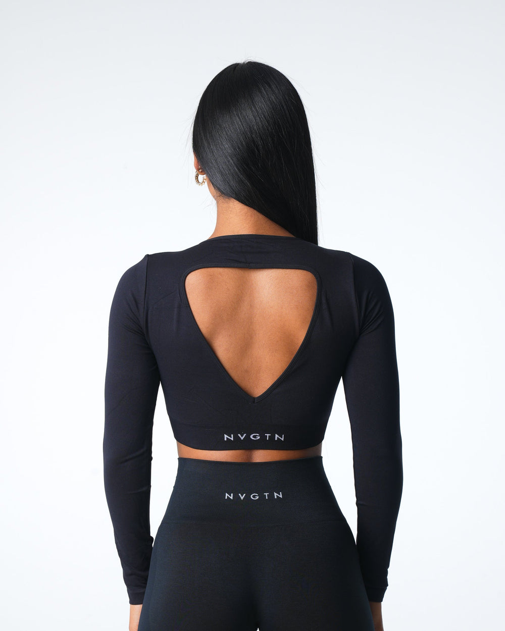 Black Journey Long Sleeve Seamless Bra Top Black | NVGTN Sale