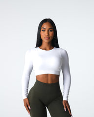 White Journey Long Sleeve Seamless Bra Top White | NVGTN Discount