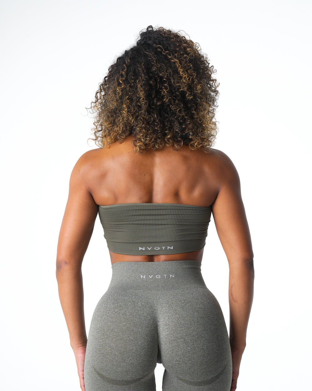 Khaki Green Conquer Ribbed Seamless Bra Khaki Green | NVGTN Online Shop
