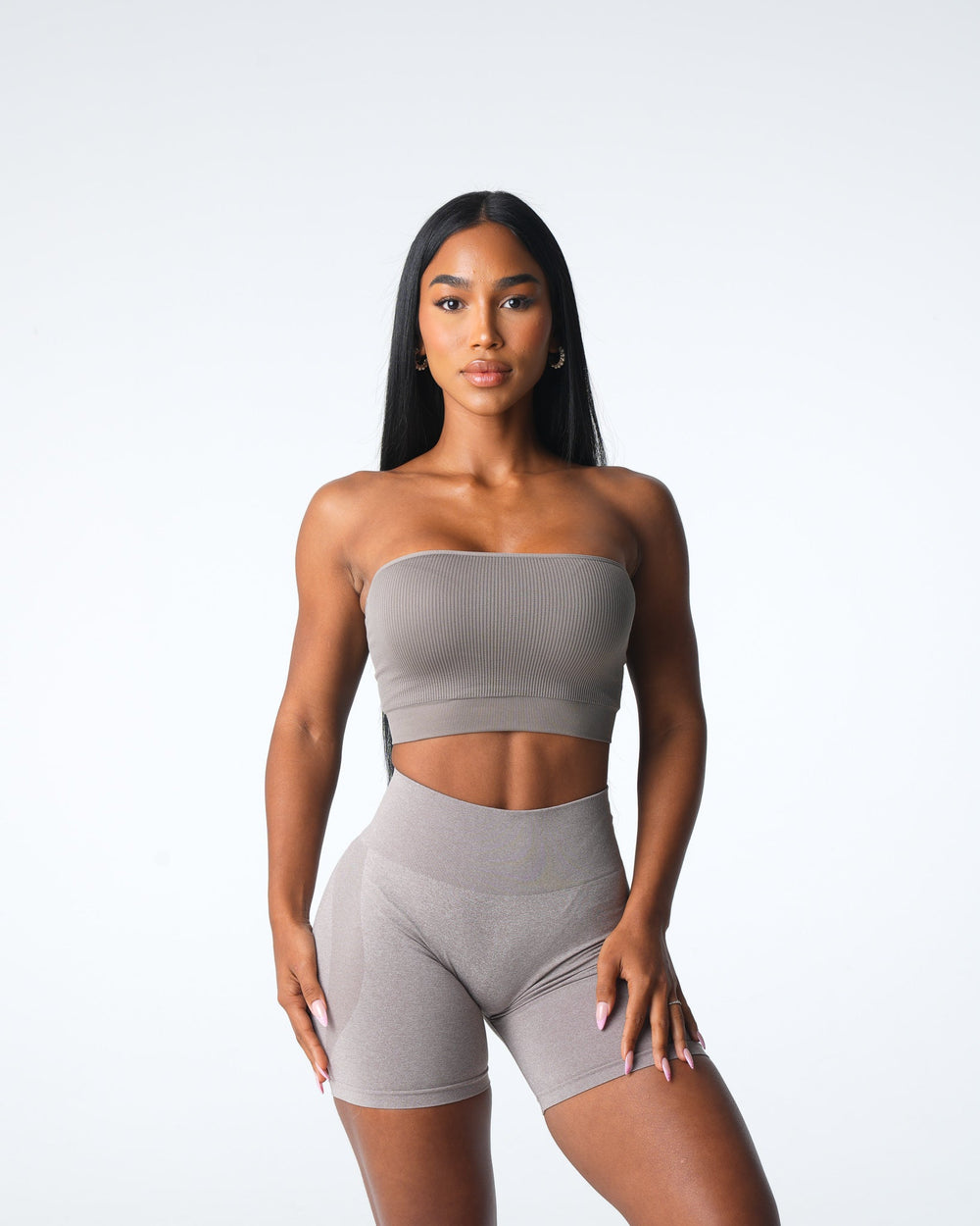 Taupe Conquer Ribbed Seamless Bra Taupe | NVGTN New