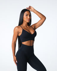 Black Glimpse Ribbed Seamless Bra Black | NVGTN New
