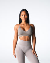 Taupe Glimpse Ribbed Seamless Bra Taupe | NVGTN Sale