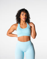 Pastel Blue Limitless Ribbed Seamless Halter Bra Pastel Blue | NVGTN Near Me