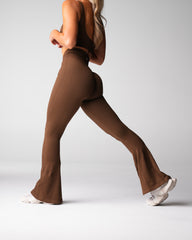 Hazelnut Harmony Ribbed Seamless Flare Leggings Hazelnut | NVGTN US