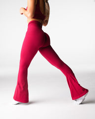 Ruby Red Harmony Ribbed Seamless Flare Leggings Ruby Red | NVGTN Sale
