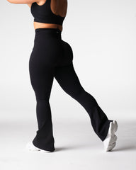 Black Harmony Ribbed Seamless Flare Leggings Black | NVGTN Sale