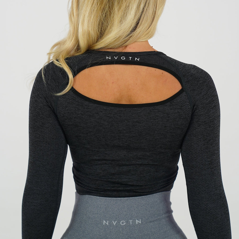 Midnight Glimpse Long-Sleeve Crop Midnight | NVGTN US