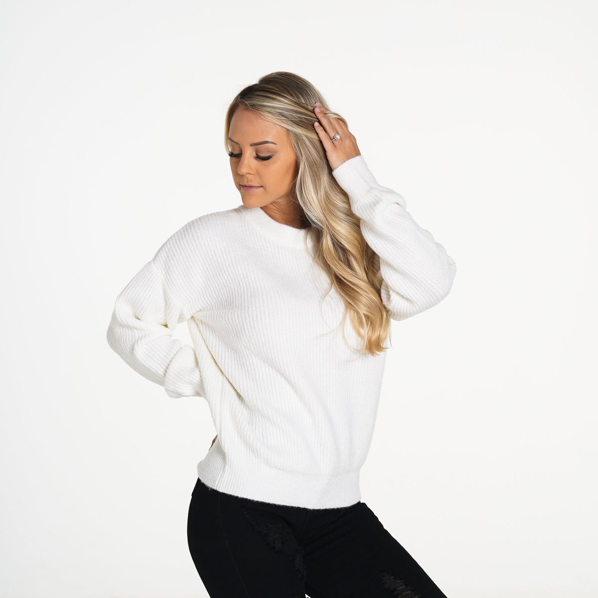 Ivory Snowy Nights Oversized Sweater Ivory | NVGTN New