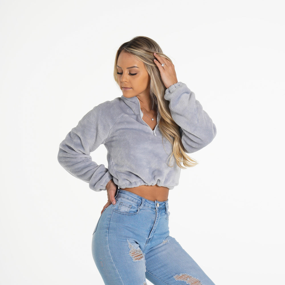 Cool Grey Cropped Teddy Fleece Cool Grey | NVGTN Online Shop
