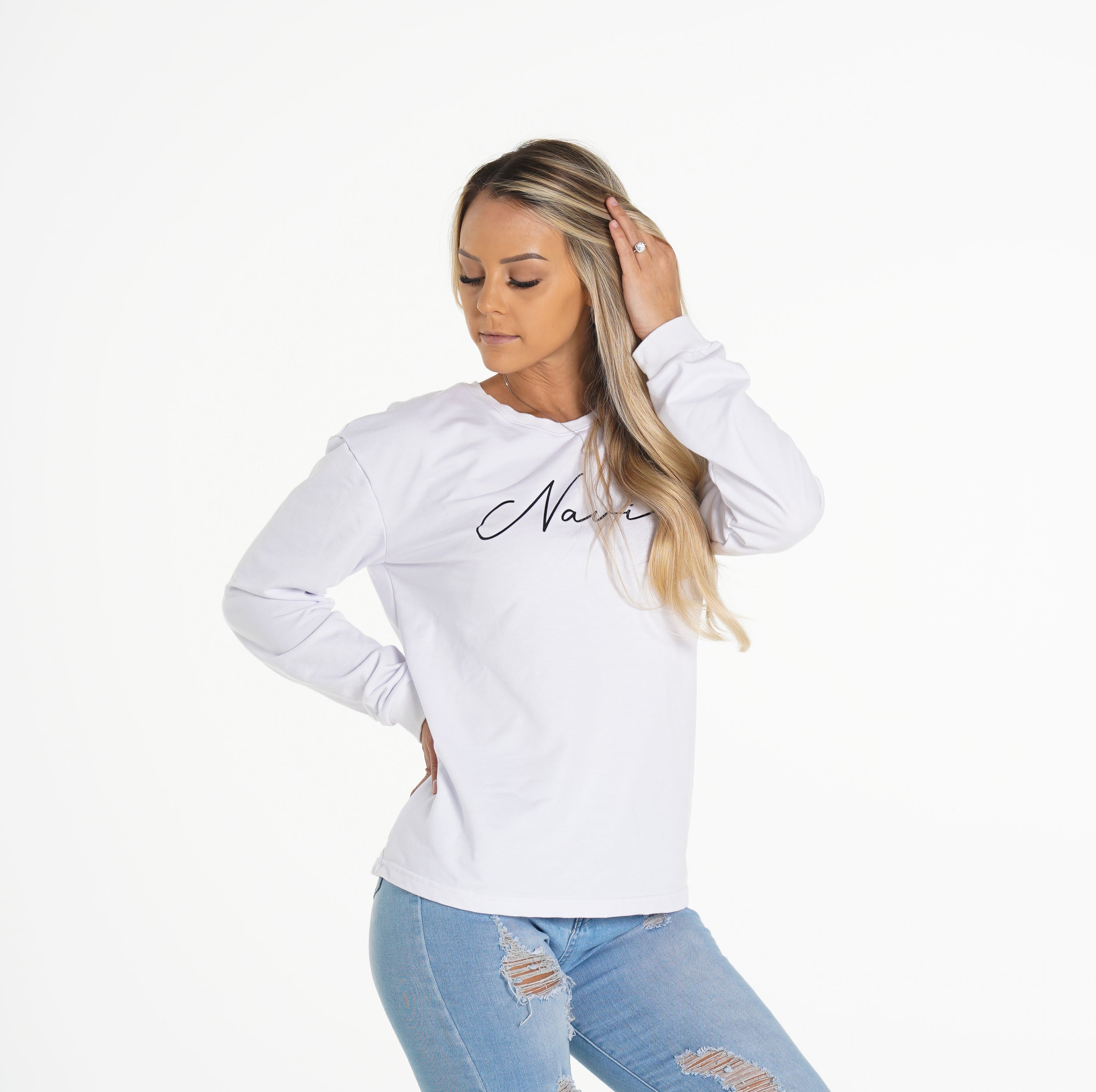 White Navi Crew Neck White | NVGTN Discount