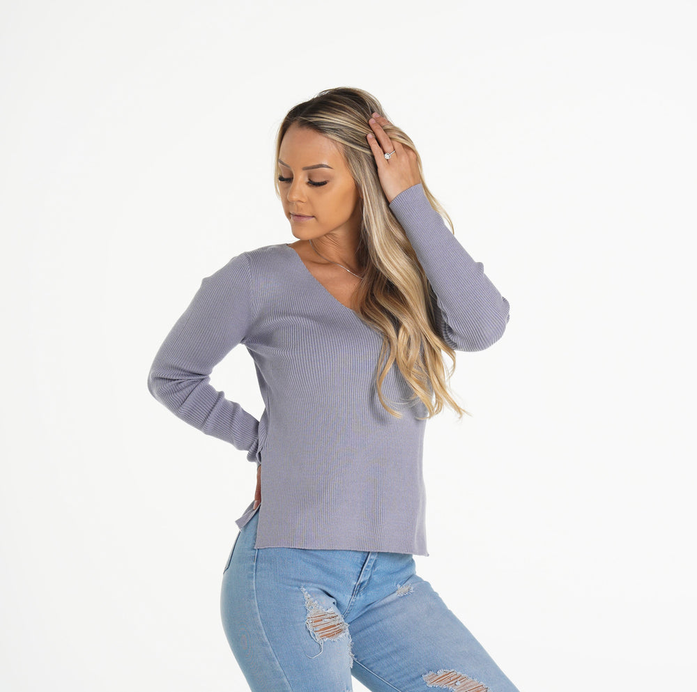 Cloud Extra Sweet V Neck Sweater Cloud | NVGTN Outlet