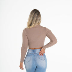 Suede Ribbed Mock Turtle Neck Suede | NVGTN Online Shop