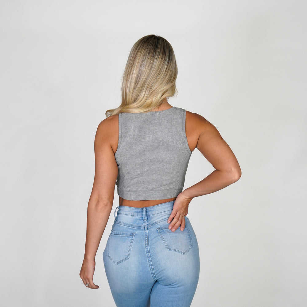 Grey Out and About Ribbed Crop Grey | NVGTN Online