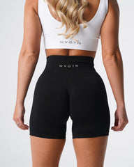 Black Solid Seamless Shorts Black | NVGTN New