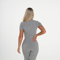 Grey Hello Weekend Lounge Cropped Tee Grey | NVGTN New