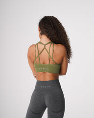 Khaki Green Galaxy Ribbed Seamless Bra Khaki Green | NVGTN US