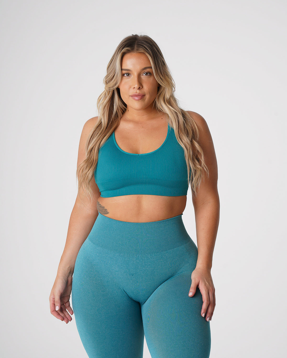 Teal Galaxy Ribbed Seamless Bra Teal | NVGTN US