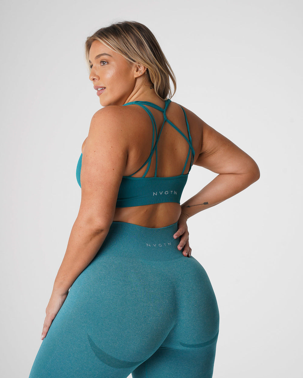 Teal Galaxy Ribbed Seamless Bra Teal | NVGTN US