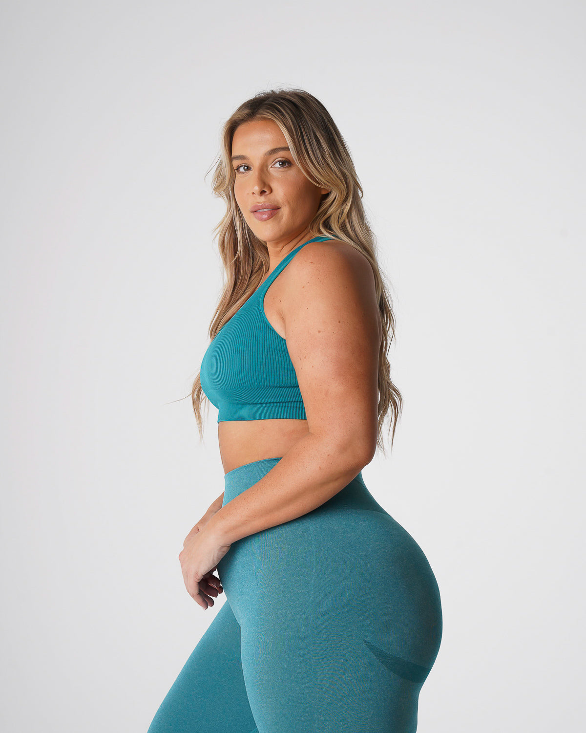 Teal Galaxy Ribbed Seamless Bra Teal | NVGTN US