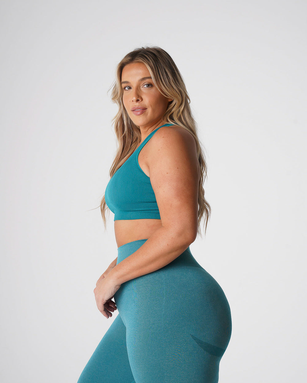 Teal Galaxy Ribbed Seamless Bra Teal | NVGTN US