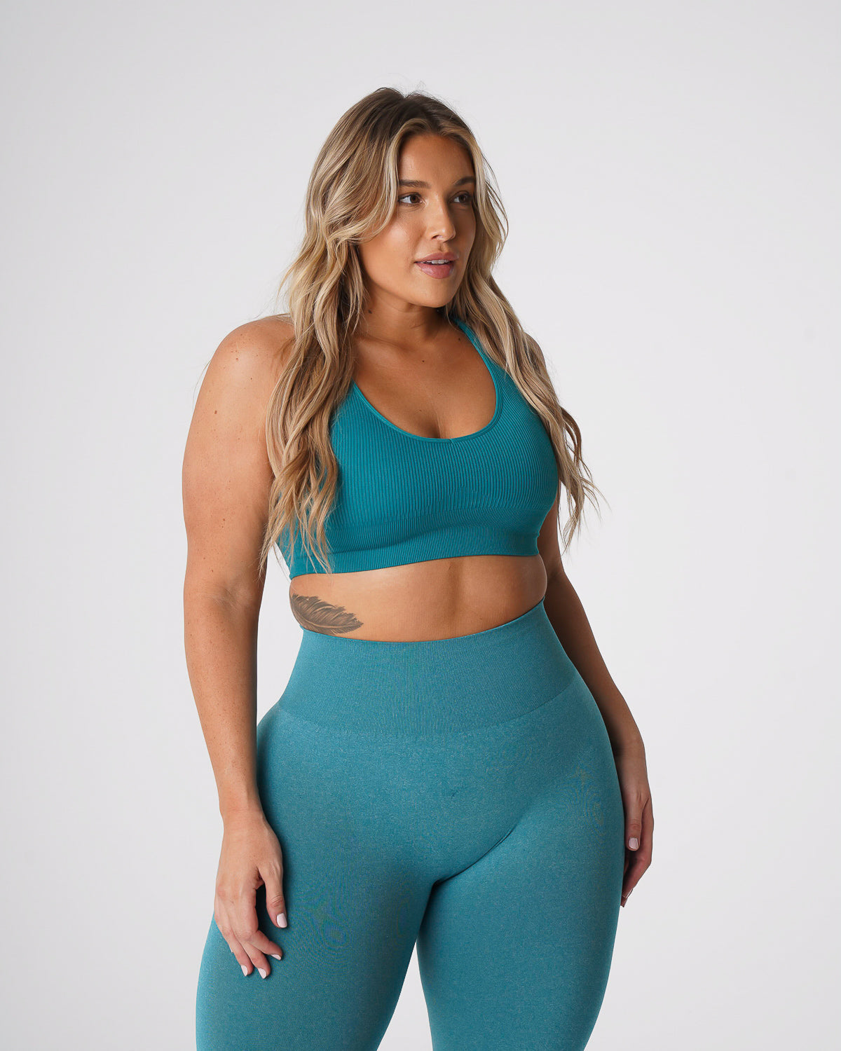 Teal Galaxy Ribbed Seamless Bra Teal | NVGTN US