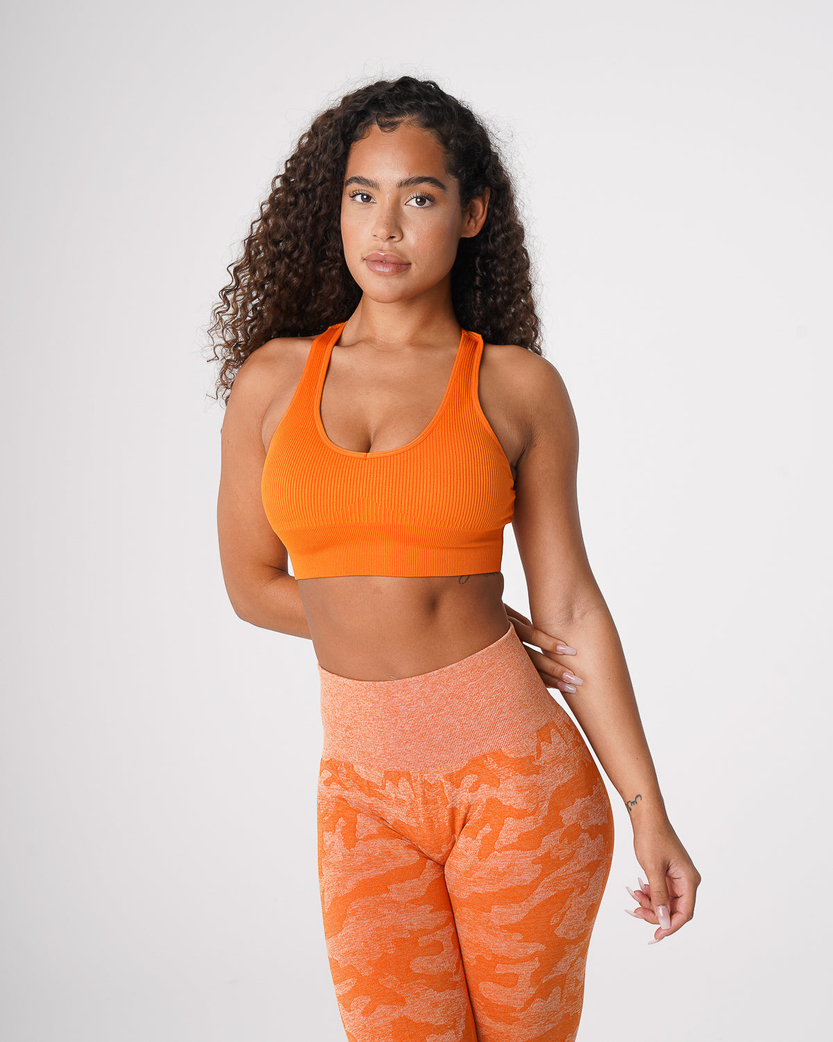Burnt Orange Galaxy Ribbed Seamless Bra Burnt Orange | NVGTN For Sale