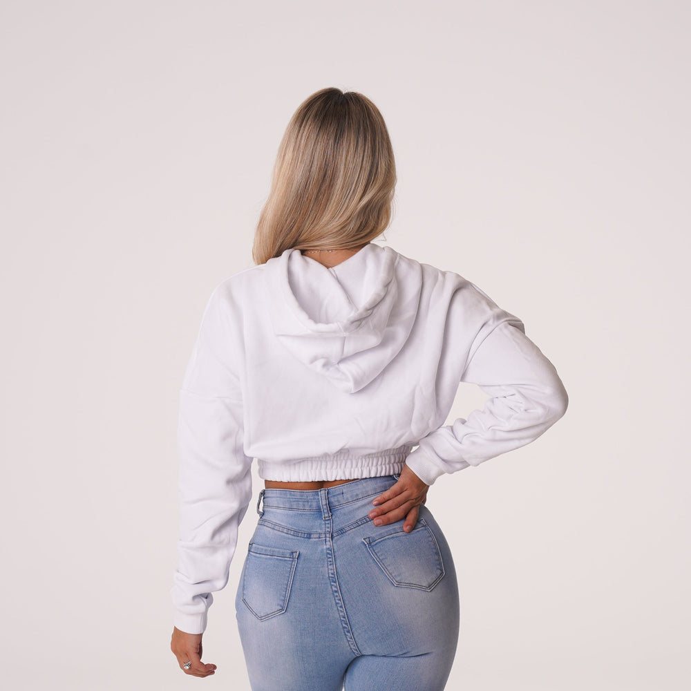 White Cozy Vibes Drop Shoulder Cropped Hoodie White | NVGTN Near Me