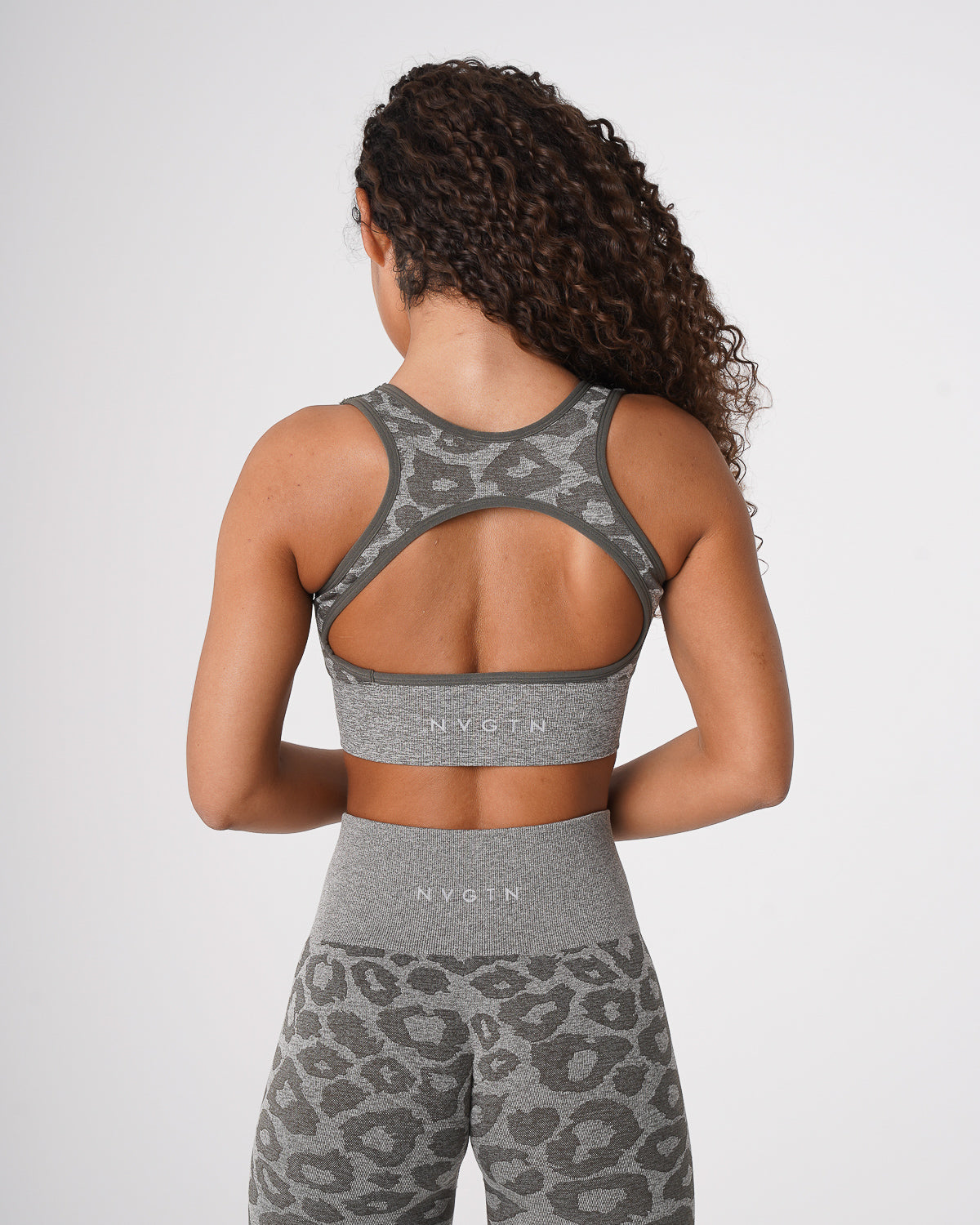 Khaki Green Leopard Eclipse Seamless Bra Khaki Green | NVGTN US