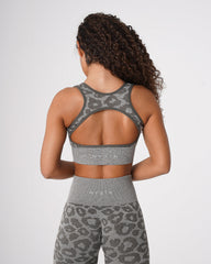 Khaki Green Leopard Eclipse Seamless Bra Khaki Green | NVGTN US
