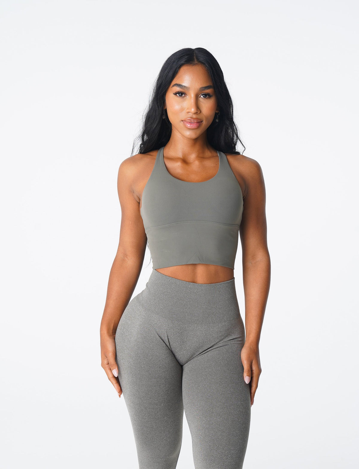Khaki Green Matrix Bra Top Khaki Green | NVGTN Sale
