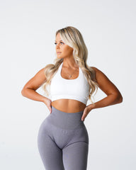 White Limitless Ribbed Seamless Halter Bra White | NVGTN Sale