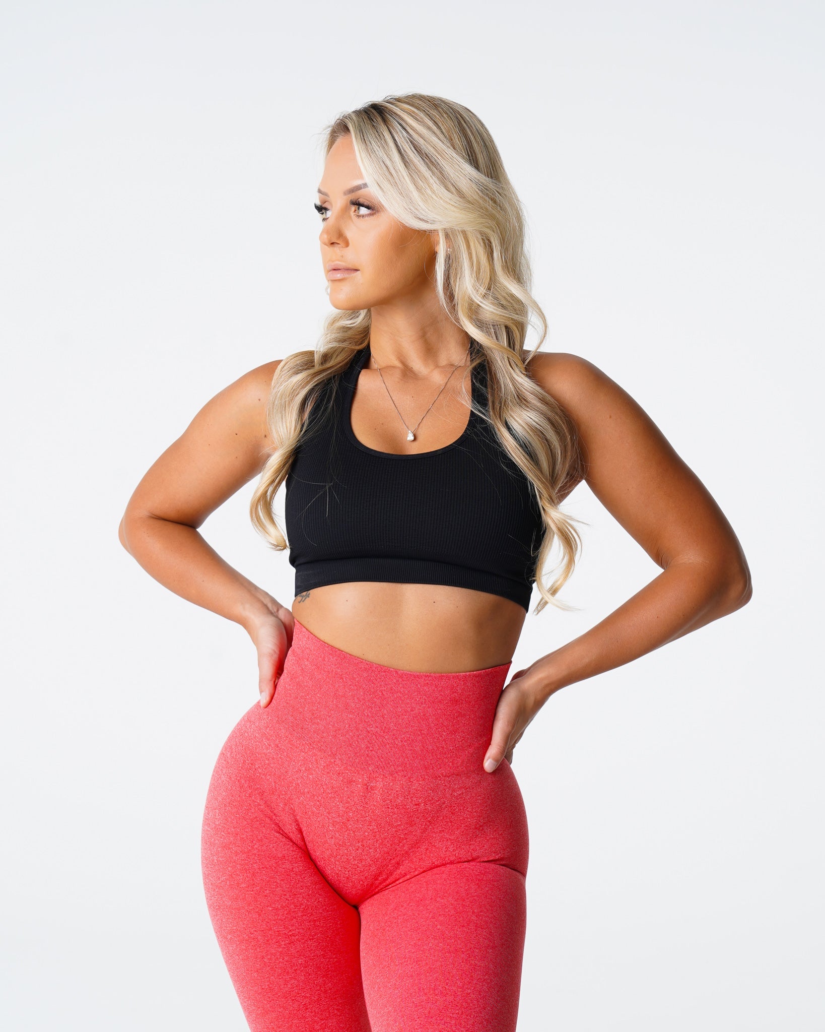 Black Limitless Ribbed Seamless Halter Bra Black | NVGTN Online
