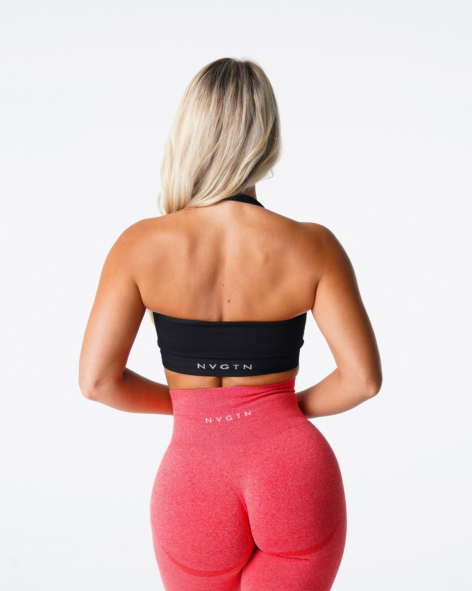 Black Limitless Ribbed Seamless Halter Bra Black | NVGTN Online
