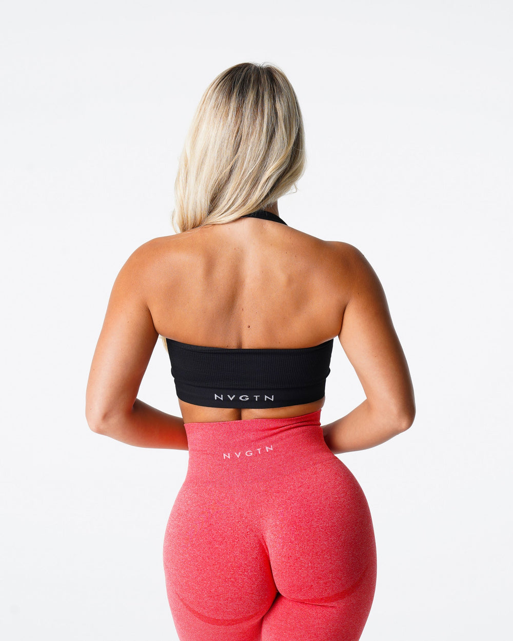 Black Limitless Ribbed Seamless Halter Bra Black | NVGTN Online