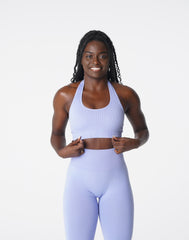 Periwinkle Limitless Ribbed Seamless Halter Bra Periwinkle | NVGTN Online