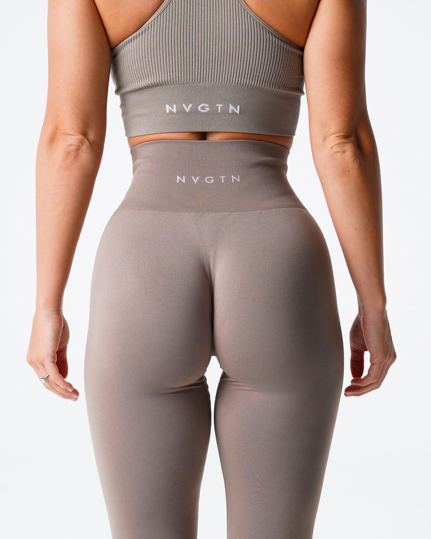 Taupe Solid Seamless Leggings Taupe | NVGTN Online