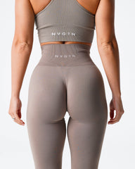 Taupe Solid Seamless Leggings Taupe | NVGTN Online